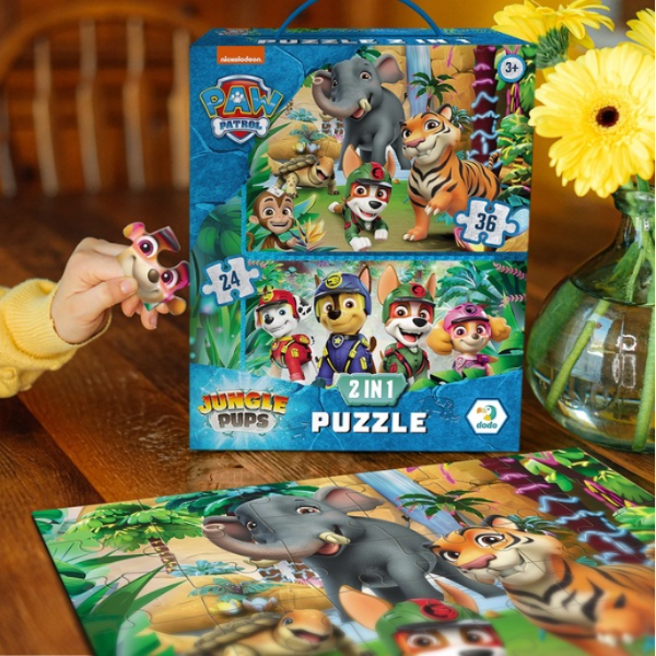 Puzzle „Aventuri în Junglă, 2 în 1”, seria Patrula cățelușilor, 60 elem. Puzzle „Aventuri în Junglă, 2 în 1”, seria Patrula cățelușilor, 60 elem.