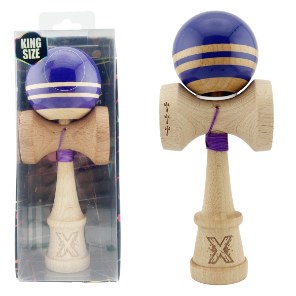 „Kendama Flippy X Original Rainbow”, profesională, rulment metalic, ața 62/65 cm, ultra aderent, cupe mari, King Size 7 х 6 х 18 cm, violet-maro