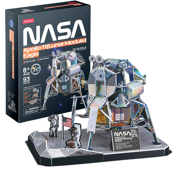 3D puzzle Modulul lunar „Eagle” al navei spațiale Apollo-11, 93 elemente 3D puzzle Modulul lunar „Eagle” al navei spațiale Apollo-11, 93 elemente