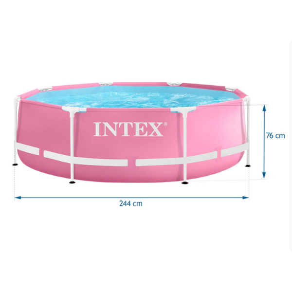 INTEX Бассейн Metal Frame Pink 244х76см, 2843Л, металлический каркас INTEX Бассейн Metal Frame Pink 244х76см, 2843Л, металлический каркас