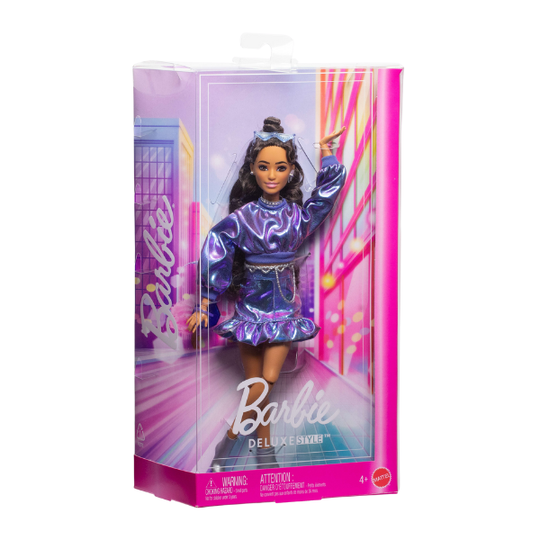 Кукла Barbie «Модница в глянцевом фиолетовом платье» Кукла Barbie «Модница в глянцевом фиолетовом платье»