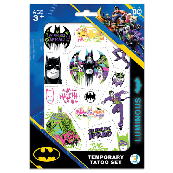 Set de tatuaje temporare pentru copii „Batman: Echipă”, luminează în întuneric Set de tatuaje temporare pentru copii „Batman: Echipă”, luminează în întuneric