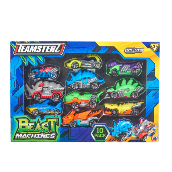 Set de 10 mașini Teamsterz Beast Machines Die-Cast, în as. Set de 10 mașini Teamsterz Beast Machines Die-Cast, în as.