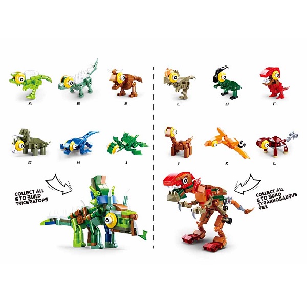 КОНСТРУКТОР QBRICKS — Egg Dino, 12 моделей, от 40 до 50 элем. КОНСТРУКТОР QBRICKS — Egg Dino, 12 моделей, от 40 до 50 элем.