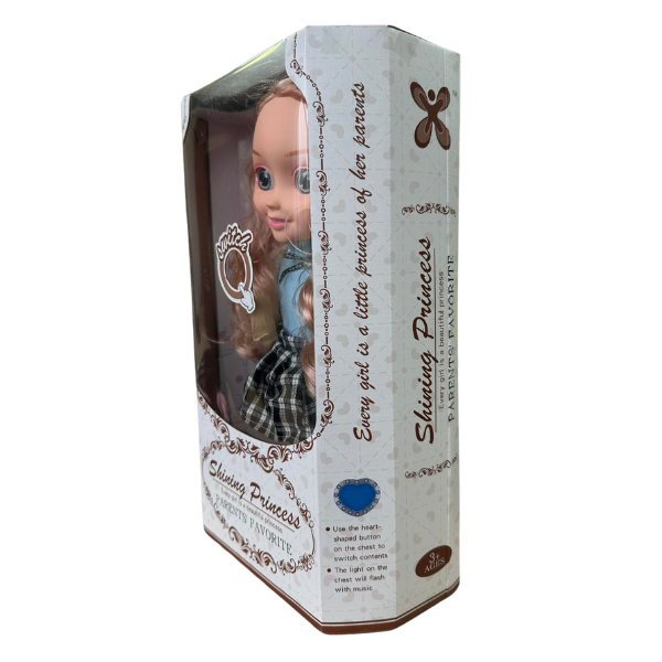 Păpușă cu control tactil în fustă în carouri, 34 cm Păpușă cu control tactil în fustă în carouri, 34 cm