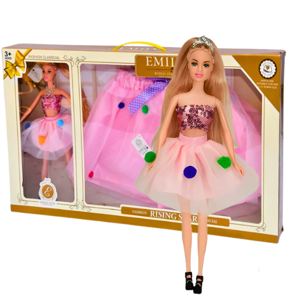Set de joc: păpușa „EMILY” + fustă pentru copil Set de joc: păpușa „EMILY” + fustă pentru copil