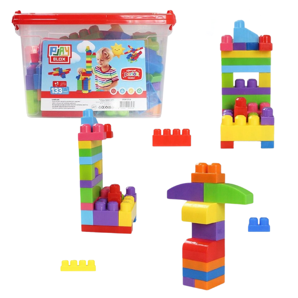 Set de construcție Găleată cu blocuri strălucitoare „Play Blox”, 133 piese