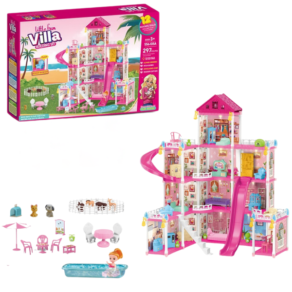 Căsuță pentru păpuși „Vila Mică” + accesorii, 297 elem.