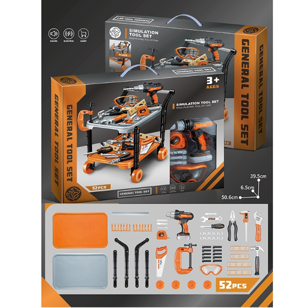 Set de joacă pentru copii „Tânărul constructor” – cu cărucior portabil pentru unelte Set de joacă pentru copii „Tânărul constructor” – cu cărucior portabil pentru unelte