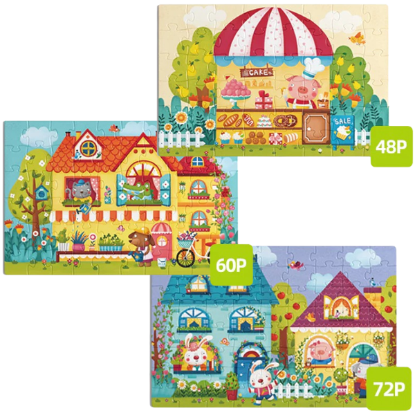 Seria de puzzle-uri „Orășelul de basm”, 3 în 1, nivelul 4 Seria de puzzle-uri „Orășelul de basm”, 3 în 1, nivelul 4