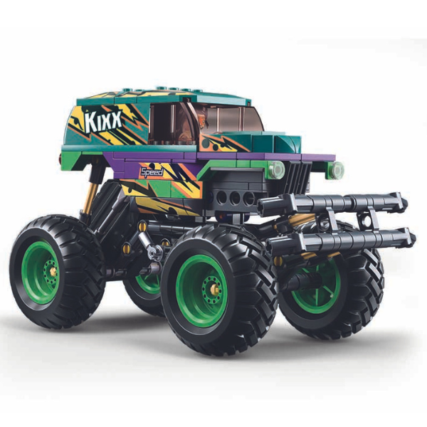 Set de construcție „Monster Truck verde-mov”, cu inerție, 252 elem. Set de construcție „Monster Truck verde-mov”, cu inerție, 252 elem.