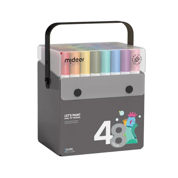 Set de markere semitransparente cu vârf dublu, 48 culori Set de markere semitransparente cu vârf dublu, 48 culori