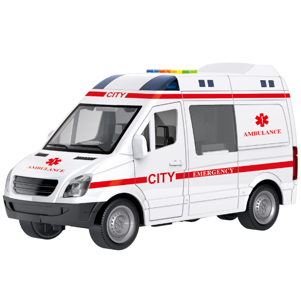 1:16 Ambulanță cu inerție (lumini /sunete/ușile se deschid) 1:16 Ambulanță cu inerție (lumini /sunete/ușile se deschid)