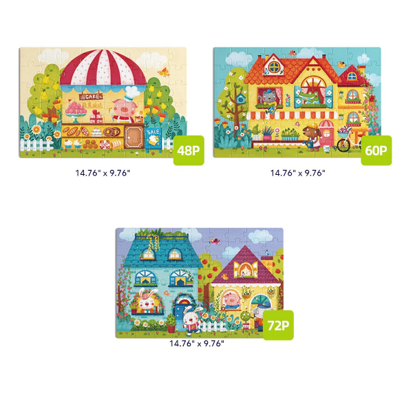 Seria de puzzle-uri „Orășelul de basm”, 3 în 1, nivelul 4 Seria de puzzle-uri „Orășelul de basm”, 3 în 1, nivelul 4