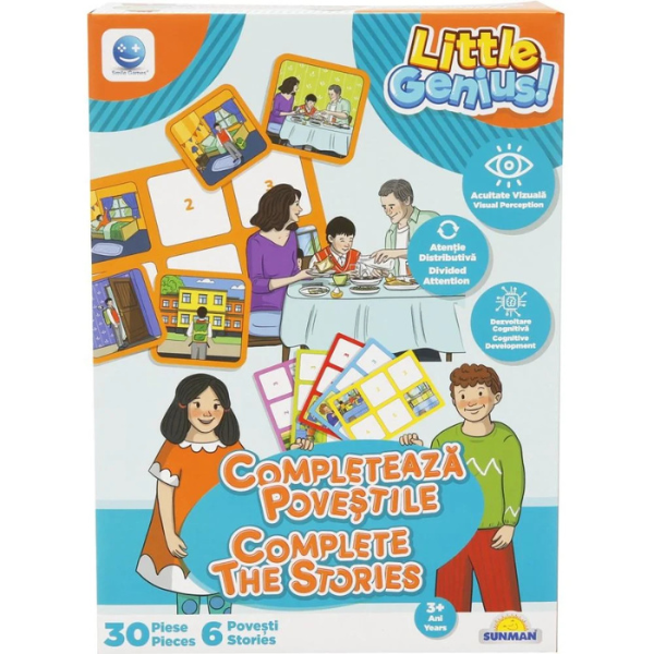 Joc de logică ”Completează poveștile”, (ro), albastru-portocaliu Joc de logică ”Completează poveștile”, (ro), albastru-portocaliu