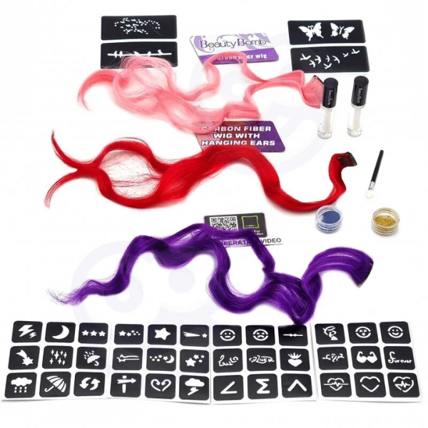 Set cosmetic pentru copii cu șuvițe de păr Set cosmetic pentru copii cu șuvițe de păr
