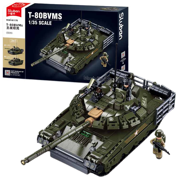 Set de construcție „Tancul central de luptă T-80BVMs”, scara 1:35, 768 elem. Set de construcție „Tancul central de luptă T-80BVMs”, scara 1:35, 768 elem.