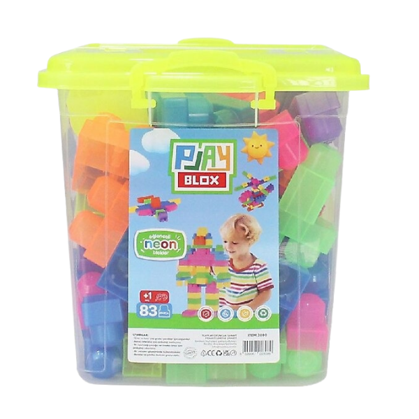 Set de construcție Găleată cu blocuri neon „Play Blox”, 83 piese Set de construcție Găleată cu blocuri neon „Play Blox”, 83 piese