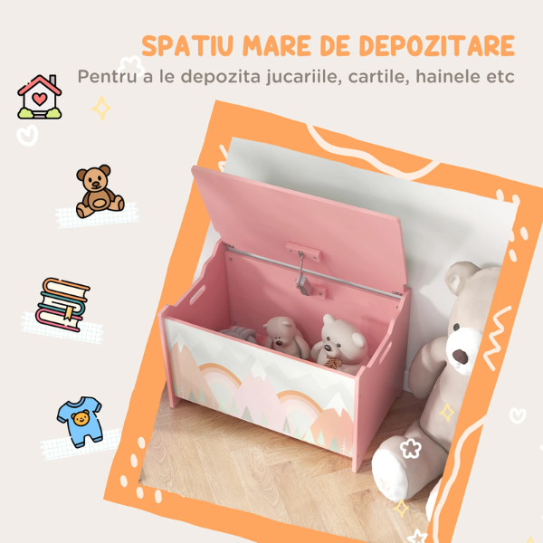 Băncuță cu spațiu de depozitare „Pink Forest”, U-Grow Băncuță cu spațiu de depozitare „Pink Forest”, U-Grow