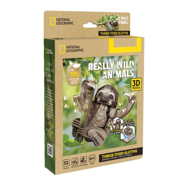 3D puzzle „Leneș cu trei degete”, 52 elemente 3D puzzle „Leneș cu trei degete”, 52 elemente