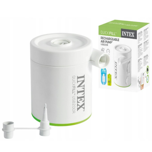 INTEX Насос электрический «QuickFill USB200R» USB 5В, 2А, перезаряжаемый, пауэрбанк, 2 насадки INTEX Насос электрический «QuickFill USB200R» USB 5В, 2А, перезаряжаемый, пауэрбанк, 2 насадки