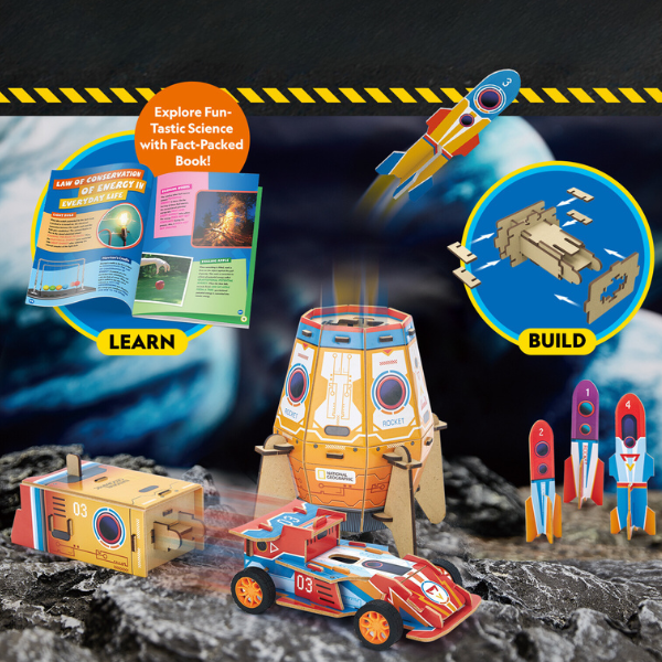 STEM Series 3D puzzle “2 în 1 Rachetă de lansare și mașină de curse” – studiem energia potențială, 88 elem. STEM Series 3D puzzle “2 în 1 Rachetă de lansare și mașină de curse” – studiem energia potențială, 88 elem.