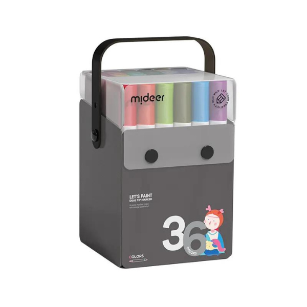 Set de markere semitransparente cu vârf dublu, 36 culori Set de markere semitransparente cu vârf dublu, 36 culori