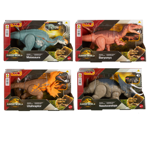 Figurină interactivă de dinozaur „Jurassic World: Wild Roar”, în as. Figurină interactivă de dinozaur „Jurassic World: Wild Roar”, în as.