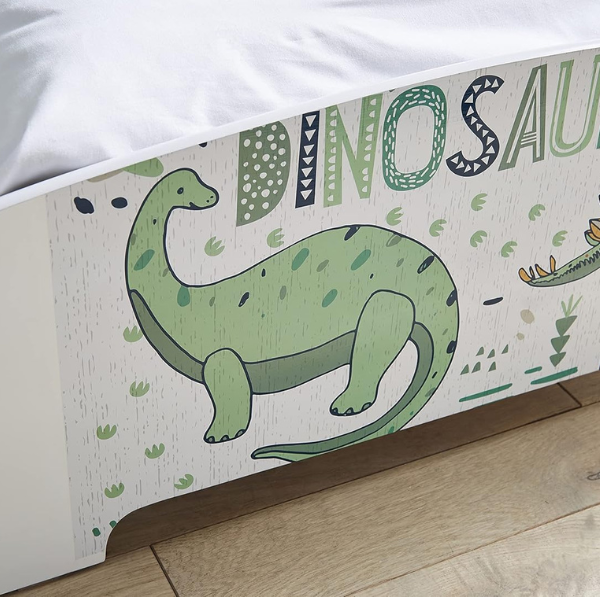 Pat Junior cu protecții laterale „Dinozauri: U-Grow” Pat Junior cu protecții laterale „Dinozauri: U-Grow”