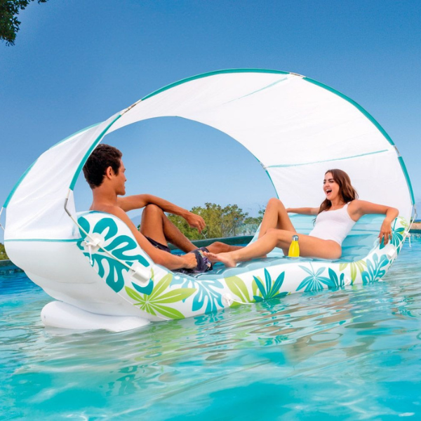 INTEX Plută-saltea gonflabilă „Tropical Lounge” cu baldachin 224x150x165cm, până la 200kg INTEX Plută-saltea gonflabilă „Tropical Lounge” cu baldachin 224x150x165cm, până la 200kg