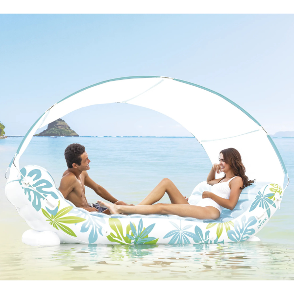 INTEX Plută-saltea gonflabilă „Tropical Lounge” cu baldachin 224x150x165cm, până la 200kg INTEX Plută-saltea gonflabilă „Tropical Lounge” cu baldachin 224x150x165cm, până la 200kg
