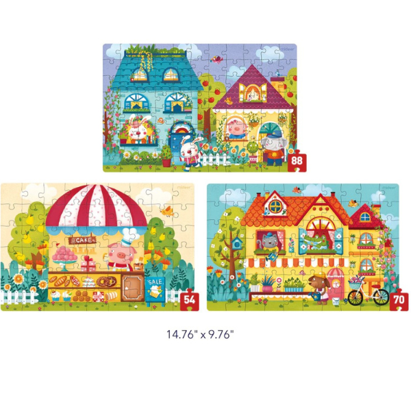 Seria de puzzle-uri „Orașul de basm”, 3 în 1, nivelul 4 Seria de puzzle-uri „Orașul de basm”, 3 în 1, nivelul 4