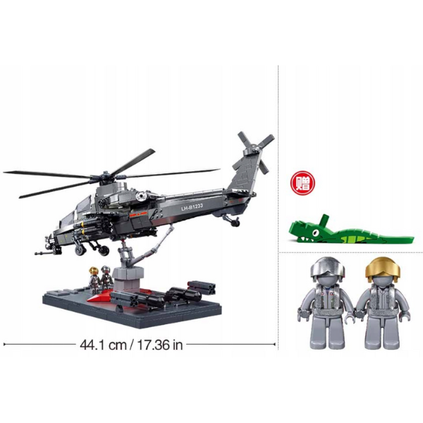 Set de construcție „Elicopter militar”, scara 1:35, 914 elem. Set de construcție „Elicopter militar”, scara 1:35, 914 elem.