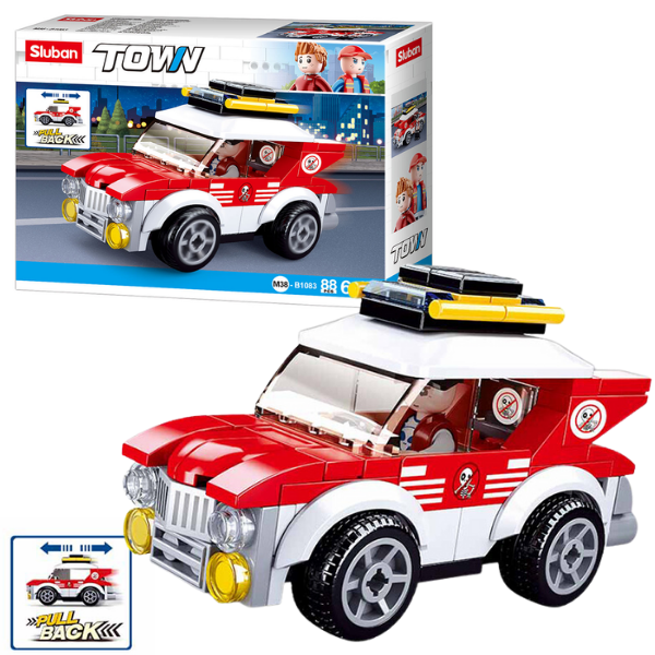 Set de construcție ”Mașină de raliu” cu inerție, 88 elem. Set de construcție ”Mașină de raliu” cu inerție, 88 elem.