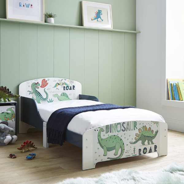 Pat Junior cu protecții laterale „Dinozauri: U-Grow” Pat Junior cu protecții laterale „Dinozauri: U-Grow”