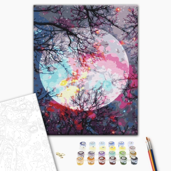 Pictură pe numere 40*50 сm (în cutie) – Cu vedere la lună Pictură pe numere 40*50 сm (în cutie) – Cu vedere la lună