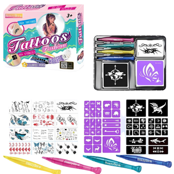 Set pentru crearea tatuajelor lavabile Set pentru crearea tatuajelor lavabile