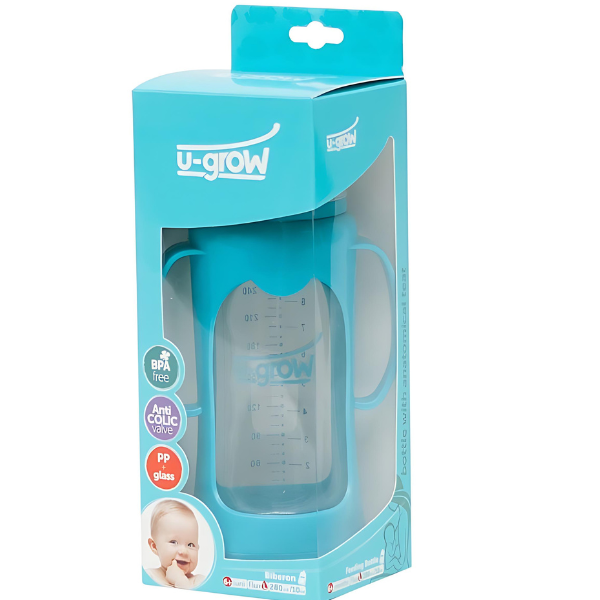 Biberon cu protectie, sticla, 280 ml Biberon cu protectie, sticla, 280 ml