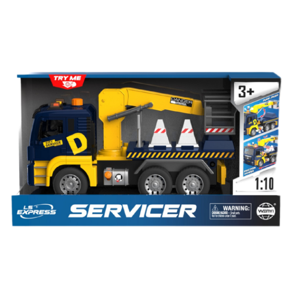 1:10 Camion de serviciu cu macara cu fricțiune (lumini /sunete) 1:10 Camion de serviciu cu macara cu fricțiune (lumini /sunete)