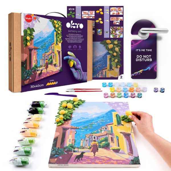 3D Pictură pe numere cu plastilină aerată Air Clay 30×40 сm – Lemon Weekend