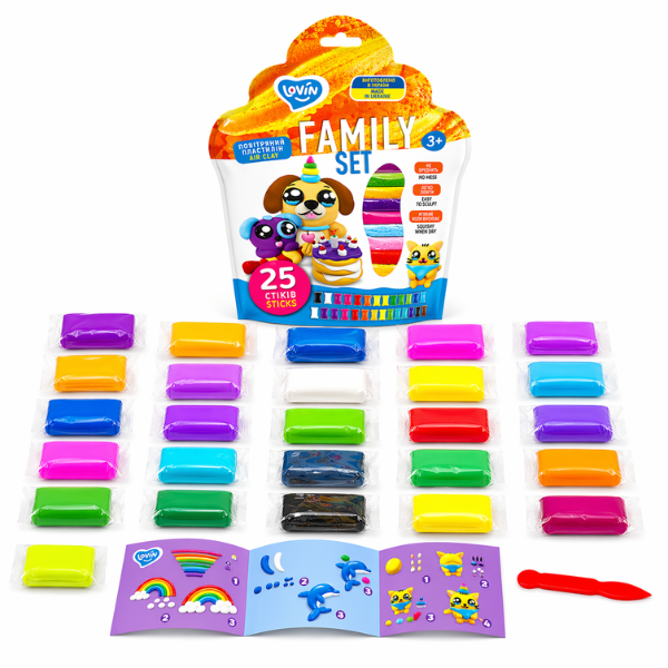 Set de plastilină aerată Air Clay, 25 culori x 4 g, 2 modele. Set de plastilină aerată Air Clay, 25 culori x 4 g, 2 modele.