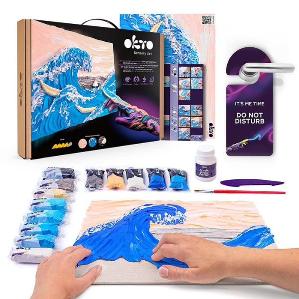 Tablou 3D cu plastilină aerată Air Clay 30×40 сm – Marele val de la Kanagawa