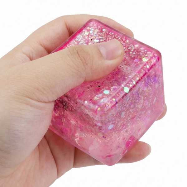 Cub antistres „Magic Glitter Ice Cube” cu sclipici, 5×5×5 cm Cub antistres „Magic Glitter Ice Cube” cu sclipici, 5×5×5 cm