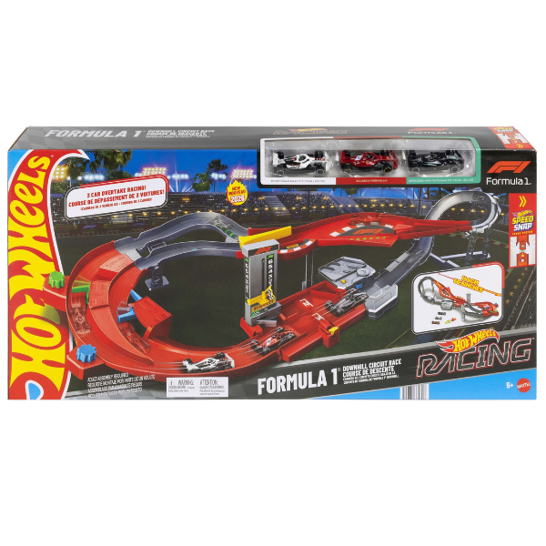 Pistă de curse „Circuit de viteză Formula 1” Hot Wheels Racing, 3 mașinuțe 1:64 Pistă de curse „Circuit de viteză Formula 1” Hot Wheels Racing, 3 mașinuțe 1:64