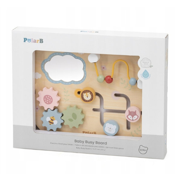 Busyboard educativ din lemn cu oglindă și labirint Busyboard educativ din lemn cu oglindă și labirint