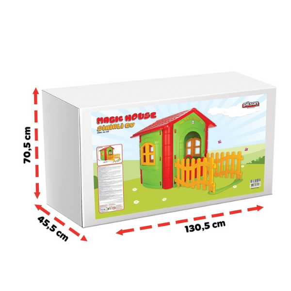 Căsuța Magică cu gard, 131x168x112 cm, gri Căsuța Magică cu gard, 131x168x112 cm, gri