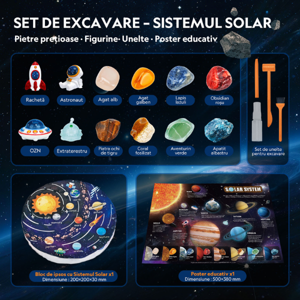 STEM-набор для раскопок “Солнечная система”, 8 минералов и 4 фигурки STEM-набор для раскопок “Солнечная система”, 8 минералов и 4 фигурки
