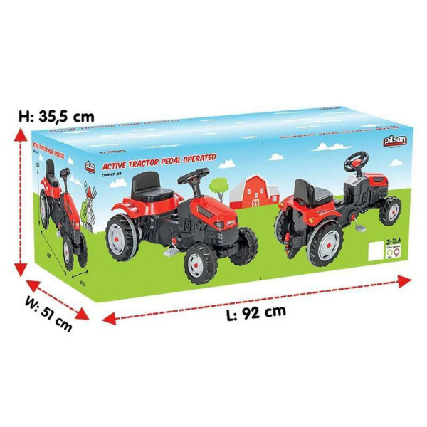 Tractor cu remorca ACTIVE, roșu Tractor cu remorca ACTIVE, roșu