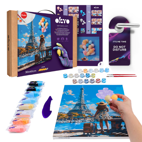 3D Pictură pe numere cu plastilină aerată Air Clay 30×40 сm – Salutări din Paris