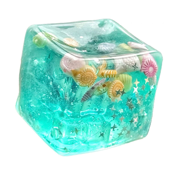 Squishy «Кубик льда с ракушками» Flippy, 5×5×5 см, бирюзовый Squishy «Кубик льда с ракушками» Flippy, 5×5×5 см, бирюзовый
